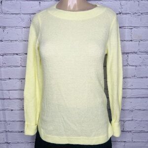LOFT Womens Yellow Textured Shirttail Hem Knit Pullover Sweater Size Small NWT